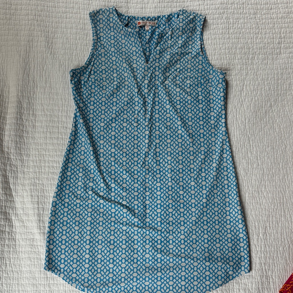 Jude Connally Blue Geometric Sleeveless Dress